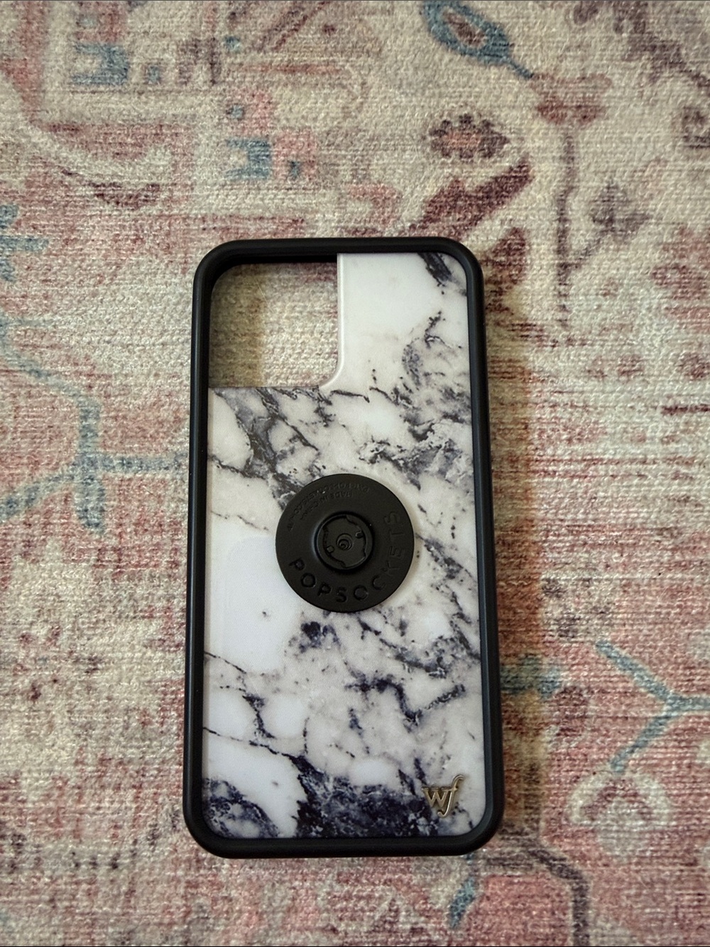iPhone 12 Pro Max PopSocket WF White Marble Phone Case with Black PopSocket